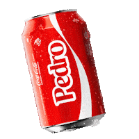 Sponsored gif. A red can of Coca-Cola with the name "Pedro" printed on it tilts back and forth. 