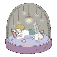 Cat And Girl Animation Sticker