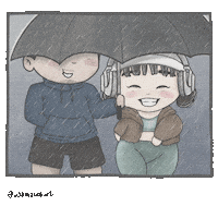 boamakesart sweet couple rain cute couple Sticker