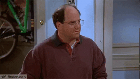 Seinfeld gif. George shrugs his shoulders at Jerry, then Jerry shrugs back at George.