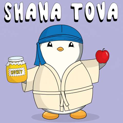 Rosh Hashanah Apple GIF by Pudgy Penguins