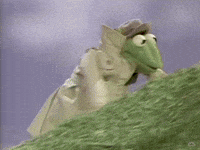 Kermit rolling down a hill