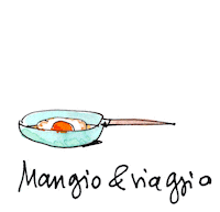 blossomzine viaggiare mangiare uova padella Sticker