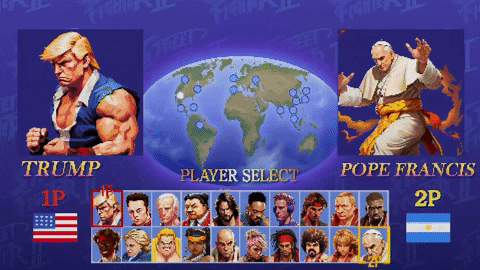 BastarricaDiego giphyupload donald trump street fighter papa francisco GIF