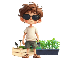 Boys Girls Gardening Sticker