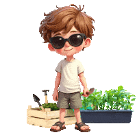 Boys Girls Gardening Sticker