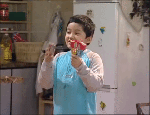 home with kids jia you er nv GIF