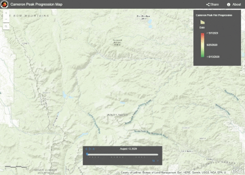 sduenas giphygifmaker cameron peak fire progression map GIF