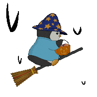 Flying Trick-Or-Treat Sticker by Pudgy Penguins