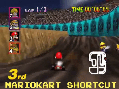 joshuadance giphygifmaker mariokart shortcut wario stadium GIF