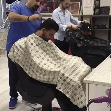 barber scream GIF