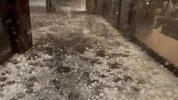 Thunderstorm Brings Large Hailstones to College Station, Texas, Amid Tornado Warning