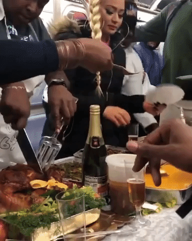 Full Thanksgiving Turkey Feast On NYC Subway