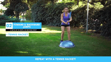 fitintennis fitness trainer bosu ball bosu ball workout tennis footwork GIF