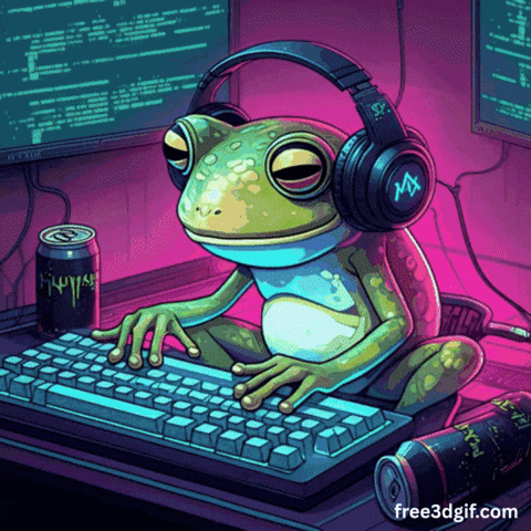free3dgif giphyupload frog meme rgb keyboard programmer humor GIF