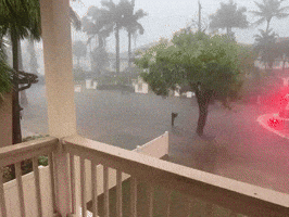 Fire Truck Pushes Through Flooded Road in Sarasota