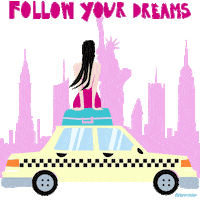 PippersDesign girl nyc trip dreams Sticker