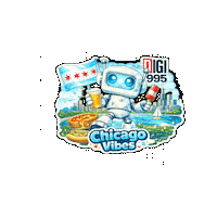 Windy City Cute Robot Sticker by Digi 995