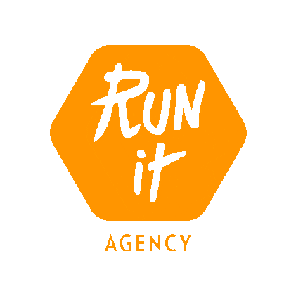 runitagency logo zoomie run it run it agency Sticker