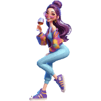Girl Purple Hair Sticker
