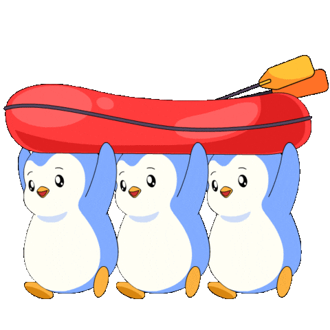 Huddle Up Lets Go Sticker by Pudgy Penguins