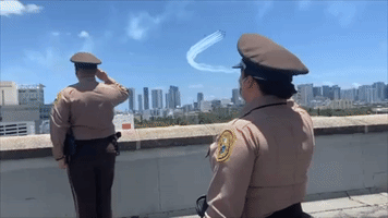 Miami-Dade Police Department Salutes US Navy Blue Angels During Flyover