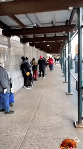 New Yorkers Form Long Line for Annual Turkey Giveaway