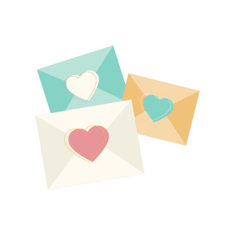alaiadesignstudio hearts valentines notes envelope Sticker
