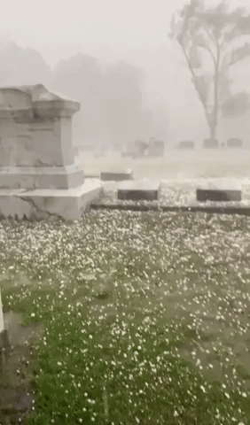 Hail Rains Down Over Mississippi Cemetery