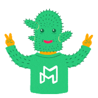 M-sense_by_Newsenselab cactus headache migraine happy cactus Sticker