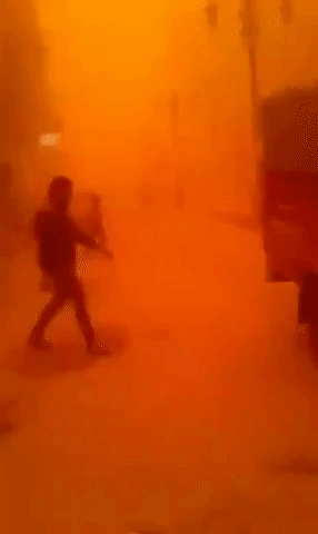 Red Sandstorm Engulfs Central Egypt
