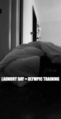 jumping laundry day GIF by A Magical Mess