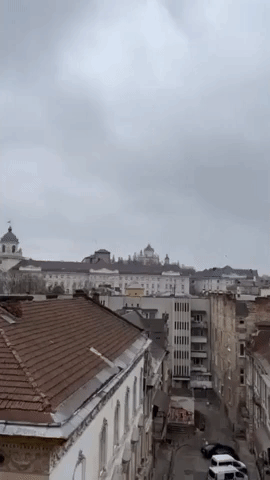 Air Raid Sirens Ring Out in Lviv, Ukraine