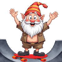 Skateboarding Cute Gnome Sticker
