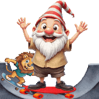Skateboarding Cute Gnome Sticker