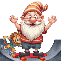 Skateboarding Cute Gnome Sticker