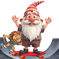 Skateboarding Cute Gnome Sticker