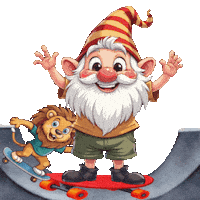 Skateboarding Cute Gnome Sticker