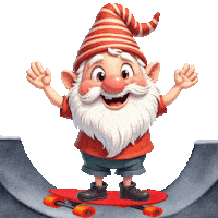 Skateboarding Cute Gnome Sticker