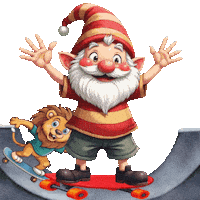 Skateboarding Cute Gnome Sticker