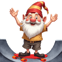 Skateboarding Cute Gnome Sticker