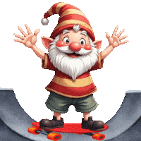 Skateboarding Cute Gnome Sticker
