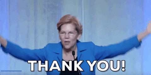 Elizabeth Warren Thank You GIF