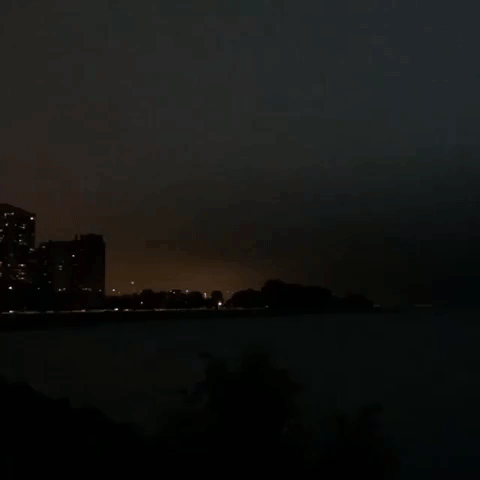 Lightning Storm Brews Over Lake Michigan