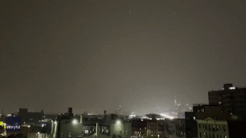 Lightning Bolt Hits One World Trade Center in New York City