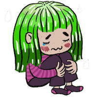 Sad Green Hair Sticker