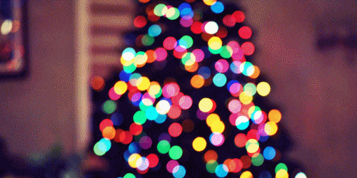 Video gif. Montage of photographs of Christmas decorations, including piles of ornaments, lights on houses, Christmas trees, and decorated fireplaces.