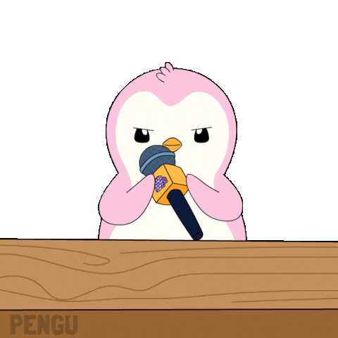 Pink Mic Drop Sticker by Pudgy Penguins