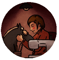 vaellustallikouta cozy work in progress hobbyhorse keppihevonen Sticker