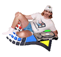 Floating James Franco Sticker by Fuzzy Wobble